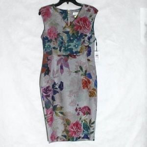 NWT Calvin Klein Grey Floral Dress (Size: 10)